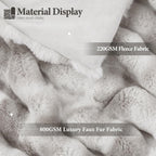 Touchat Luxury 1000GSM Faux Rabbit Fur Throw Blanket, Super Heavy Warm Cozy Grey Blankets for Couch Bed Sofa, Ruched Plush Fuzzy Elegant Soft Reversible Mink Blanket for Living Room Bedroom