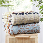 CASAAGUSTO Boho Sherpa Blanket,Teal Aztec Twin Blanket, Ultra Soft, Warm, Cozy, Plush, Thick Fleece Western Blanket for Couch, Bed, Sofa (Khaki 60 * 80 Inch)