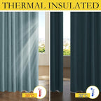 NICETOWN Skylark Blue Full Blackout Back Tab Linen Curtains - Image 5