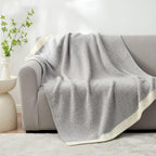 Snuggle Sac Heather Grey Throw XL Blanket for Couch, Super Soft Warm Blankets Cozy Knit Fuzzy Microfiber Throws Dupes for Sofa, Bed, Camping, Picnic, Heather Grey, 50x70 inches