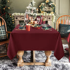 sancua Rectangle Tablecloth - 70 x 90 Inch - Stain and Wrinkle Resistant Washable Polyester Table Cloth, Decorative Fabric Table Cover for Dining Tables, Buffet Parties and Camping, Burgundy