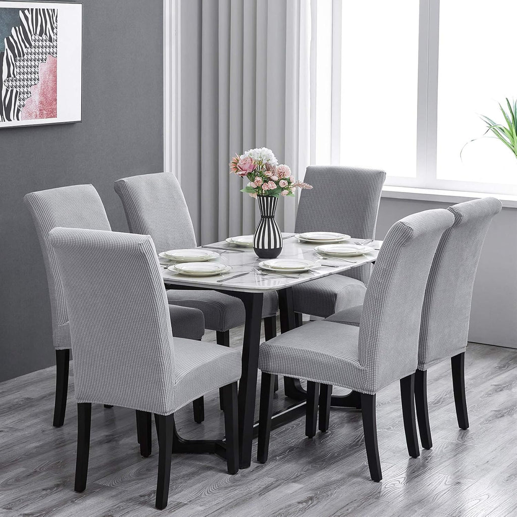 Howhic Stretch Chair Covers for Dining Room Set of 8, Removable Washable Dining Room Chair Covers, Dining Chair Slipcovers Seat Protector, Great Decor for Home and Banquet (Silver, 8 Pack)