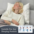 Hotel Grand Softy-Around Feather Down Pillows Standard Size Set of 2 Packs White Strip 100% Cotton Fabric Bed Pillows for All Position Sleepers,26"x20"/2 Packs