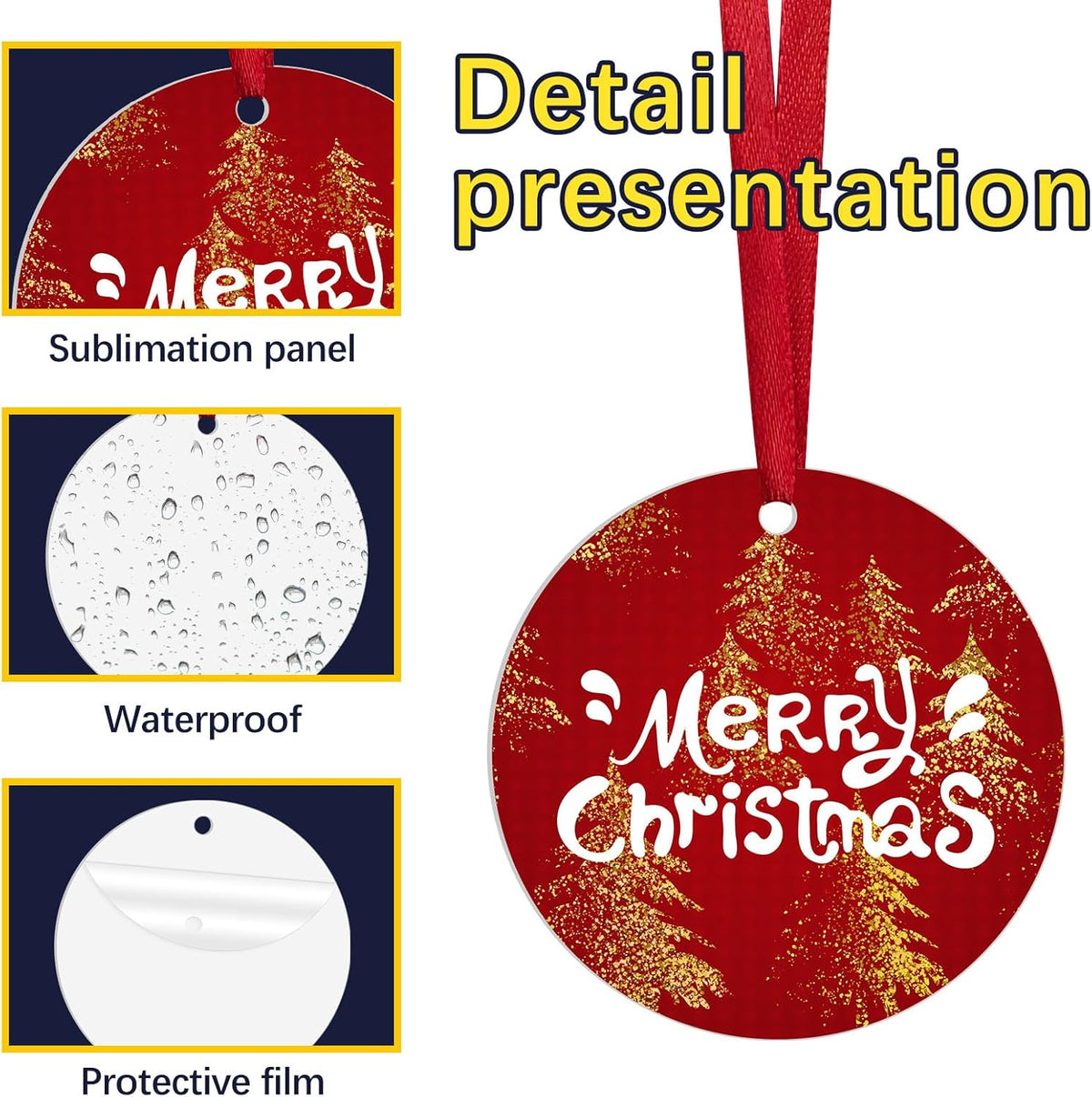 54 pcs Metal Sublimation Ornament Blanks,Sublimation Christmas Ornament Blanks for Christmas Tree Decor Ornaments,Double Sided Sublimation Ornaments Round Sublimation Blanks