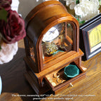 AYRELY® Wooden Table Anniversary Clock, Antique Shelf Clocks, Revolving Pendulum Mantel Clocks, Desk Grandfather Clock for Living Room, Home Decor Gift