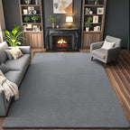 5x7 Area Rugs for Living Room Non Slip Dorm Bedroom Rug, Dark Grey | Modern - Image 2
