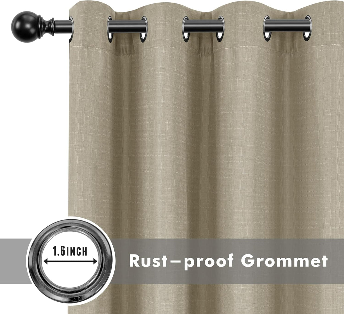 HolidayIdeas Linen Outdoor Curtains for Patio Waterproof-4 Panels Taupe Outside Curtains 54"x95"-Indoor/Outdoor Privacy Gazebo Curtains Weighted Weatherproof for Pergola, Porch, Cabana, Sunroom