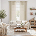 Birch Beige Linen Curtains for Living Room 98 Inches Long Light Filtering Semi - Image 6