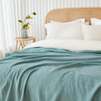 EMME Cotton Blanket Twin XL for Bed Soft Muslin Blankets 66"x90" Lightweight Breathable Layering Bedspread Coverlet All Season Gauze, Teal