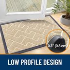 OLANLY Front Door Mat Outside 47x17, All-Season Absorbent Rubber Doormat | Beige - Image 4