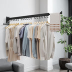 Wall Mounted Clothes Hanger,Clothes Drying Rack,Laundry Drying Rack,Drying Rack Clothing,Laundry Hanger Rack,Retractable Dryer Racks,Collapsible, Aluminum,can be Fold Upward & Left & Right