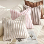 decorUhome Fall Faux Fur Throw Pillow Covers 22x22 Set of 2 Brown | Decorative - Image 4
