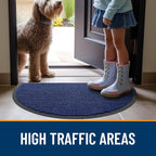 OLANLY Half Circle Front Door Mat 47x32, Waterproof Heavy-Duty Doormat | Blue - Image 7