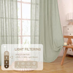 45 Inch Length Linen Curtains for Small Window Bedroom, 34 x 45 Inch | Semi - Image 4