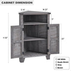 Corner Bathroom Cabinet, Farmhouse Small Corner Cabinet with Barn Door & Adjustable Shelf, Storage Cabinets for Bathroom, Kitchen, Living Room, Grey Wash
