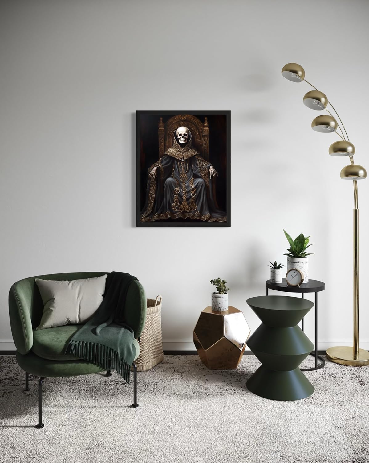 Skull King Poster Art Print, Halloween Scary Vintage Wall Art Academia Spooky Painting Decoration for Horror Prints, Gothic Posters Bedroom Decor 89 (Skull King 1, 8 x 10 inches, Unframed)