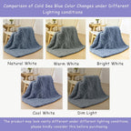Bigacogo Chunky Knit Throw Blanket for Couch, 40x40 inches, 100% Hand Knitted with Thick Jumbo Chenille Yarn, Cozy Soft Large Rope Knot Cable Crochet Blankets for Sofa Bed Living Room, Cold Sea Blue