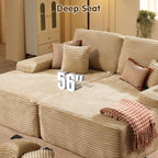 ovios 81" Oversized Sectional Double Lounge Chaise with Cloud Plush Sofa Bed, No Assembly Required, Fluffy Modern Sleeper Loveseat Chair for Indoor Living Room Bedroom Reading, Beige (Plush Fabric)
