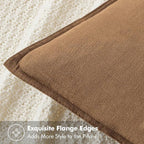 MIULEE Decorative Linen Euro Sham Pillow Covers 22x22 Inch Brown | Boho - Image 2