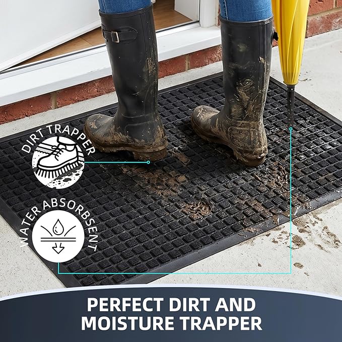 Front Door Mat Outside Entrance, Heavy Duty Waterproof Doormat | 35.5"x24" - Image 2