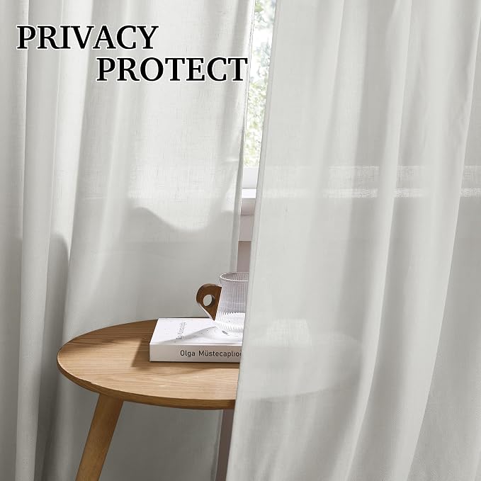 RYB HOME Linen Semi Sheer Curtains - Image 3