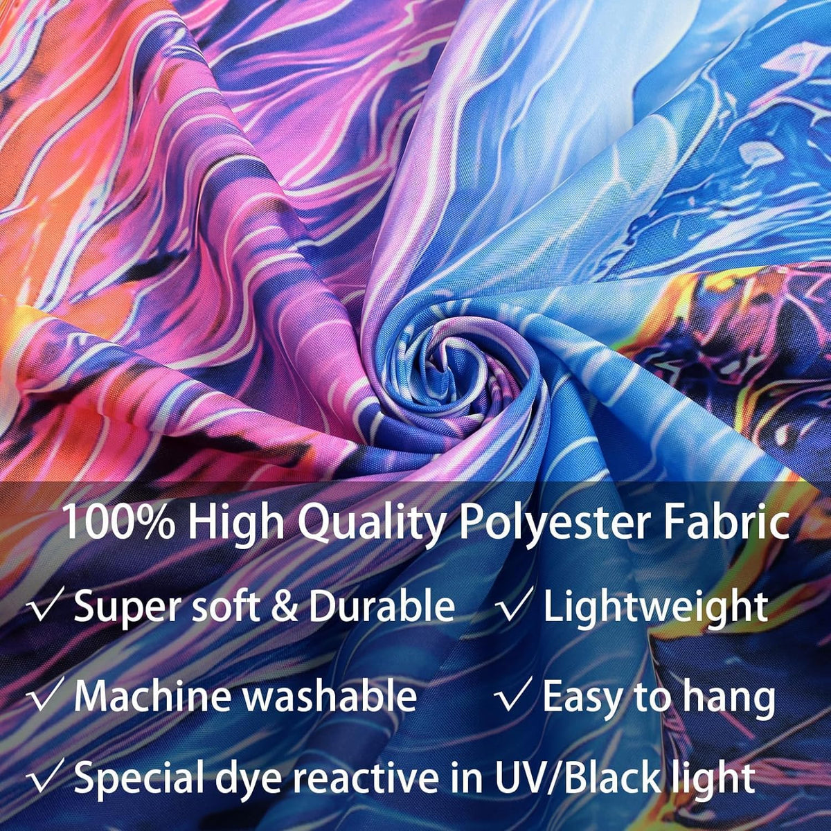 SparkLia Sunset Mountain Tapestry, Blacklight Colorful Forest Lake UV Reactive Tapestry, Neon Glow in the Dark Starry Stars Nature Landscape Wall Hanging Tapestries for Bedroom - 59.1" x 80"