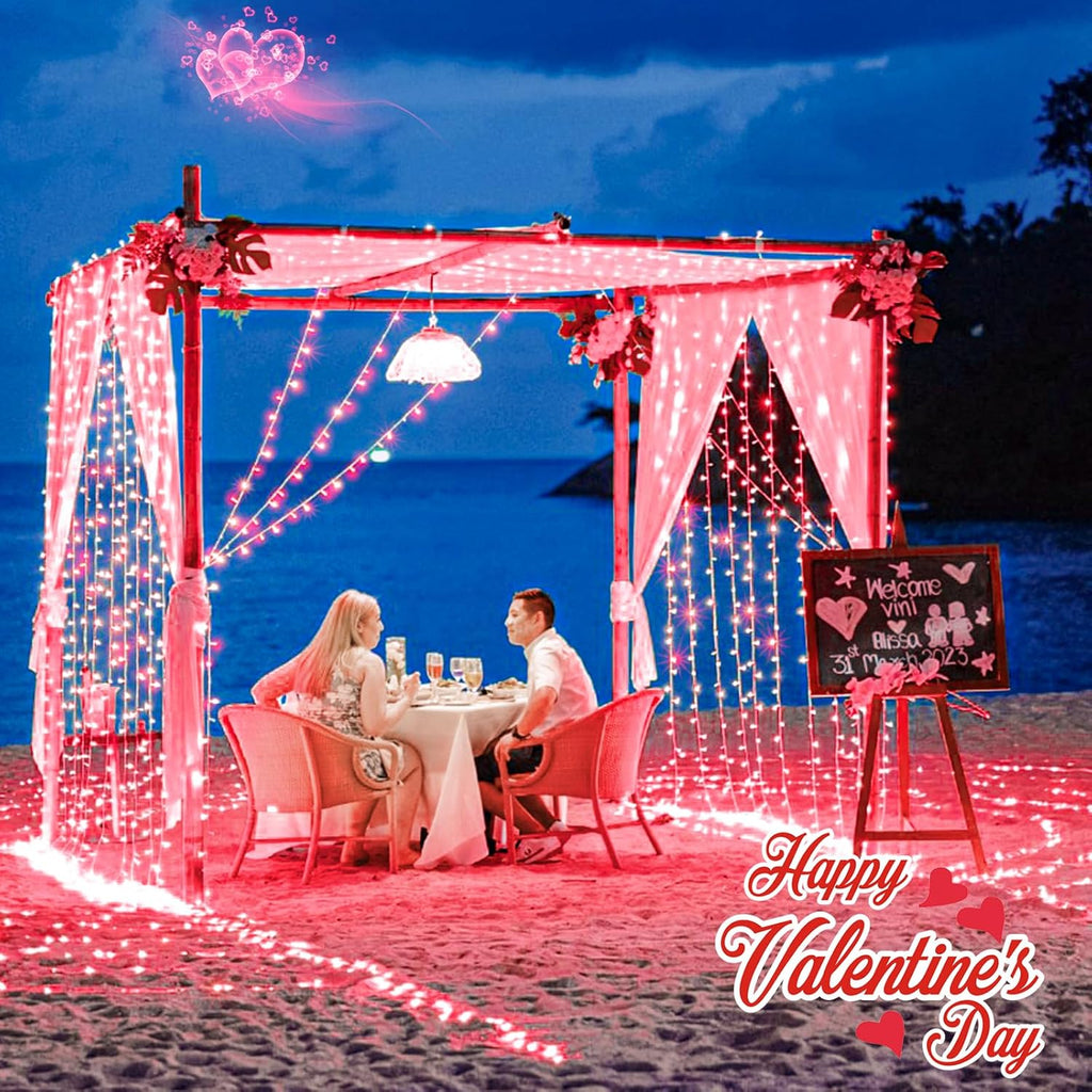 400 LED Red String Lights Outdoor, 132ft Red Christmas Lights 8 Modes Clear Wire, Plug in Waterproof Fairy String Lights for Bedroom Christmas Decorations