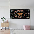 Large Canvas Wall Art Boho Wall art Decor Canvas Art Wall Decor Pictures for Living Room Vintage Butterfly Wall Art Decorations Moon Flower Artwork for Walls Bedroom Office Wall Decor 24" X 48"