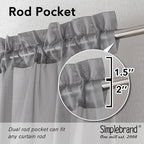 Simplebrand Grey Short Sheer Kitchen Tier Curtains 36/42 Inch Rod Pocket Cafe - Image 2