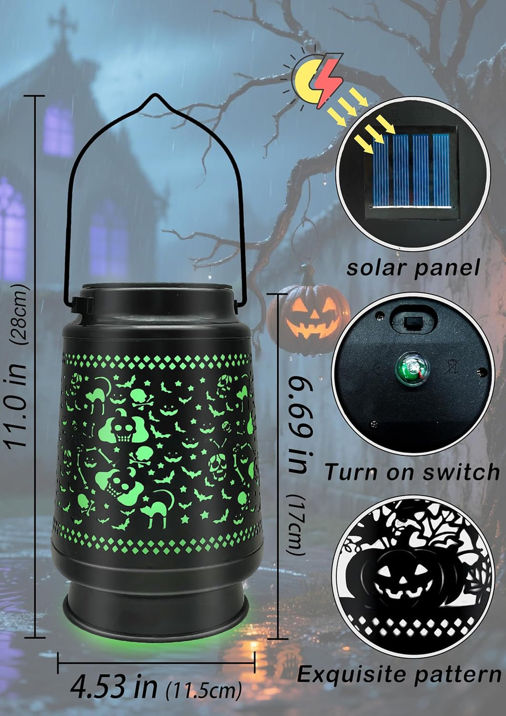 Solar Lanterns Outdoor Waterproof Halloween Decorations Scary Skeleton Lights for Garden, Patio, Yard, Lawn Porch Halloween Decor Hanging Solar Lights Unique Gifts for Outdoor Decor