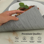 Leetaltree Grey Placemats, Heat Resistant Non-Slip Place mats for Dining Table, Washable Durable PVC Vinyl Woven Table Mats (Set of 4)