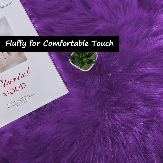 Goolela Purple Area Rug 9x12 Fluffy Fuzzy Furry Carpet - Image 4