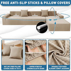 ZNSAYOTX Sectional Couch Covers, Stretch Jacquard Slipcovers - Image 2
