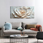 Flower Art Wall Decor for Living Room - White/Pink/Beige Canvas Wall Art for Office - Modern Wall Decor for Bedroom Women Size 20 x 40 Inch