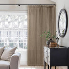 98 Inch Tan Brown Pinch Pleat Memory Trained Light Filter Linen Curtains | Semi - Image 8