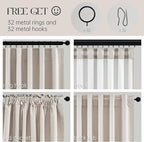 Oatmeal 105 Inch Long Curtains for Living Room Custom, Sun Blocking Elegant - Image 4