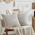 Fancy Homi 2 Packs Neutral Grey Big Decorative Throw Pillow Covers 24x24 Inch for Living Room Couch Bed, Rustic Farmhouse Boho Home Decor, Soft Corss Corduroy Patchwork Accent Square Cushion Case 60cm