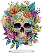 Diamond Painting Kits for Adults Beginners, 5D Full Drill Skull Crystal Art Desktop Ornament, DIY Single Sided Home Office Desk Decor, Creative Craft Gift Set with Tools