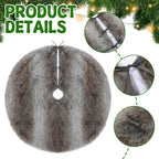 Sumind 30 Inch Christmas Tree Plush Skirt Grey White Stripe Faux Fur Christmas Tree Skirt Decoration for Xmas Party Mat Winter Holiday Home Decorations