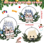 Light up Christmas Wreaths for Front Door, Welcome Metal Wooden Door Wreath Decor Hanging Sign, 30 LED Lighted Wall Decor Battery Operated for Halloween Indoor Outdoor (Deer)