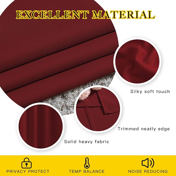 NICETOWN Blackout Burgundy Red Curtains and Drapes - Image 4