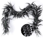 RECUTMS 2pcs Black Garland Artificial Boston Ferns 6 FT Faux Hanging Greenery UV Resistant Halloween Decor