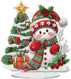 MEIYUDA Christmas Diamond Art Tabletop Kits, Christmas Tree and Snowman Diamond Art Painting Desktop Ornaments for Adult, DIY Special Shaped Crystal Desk Placement Ornament for Home Decor