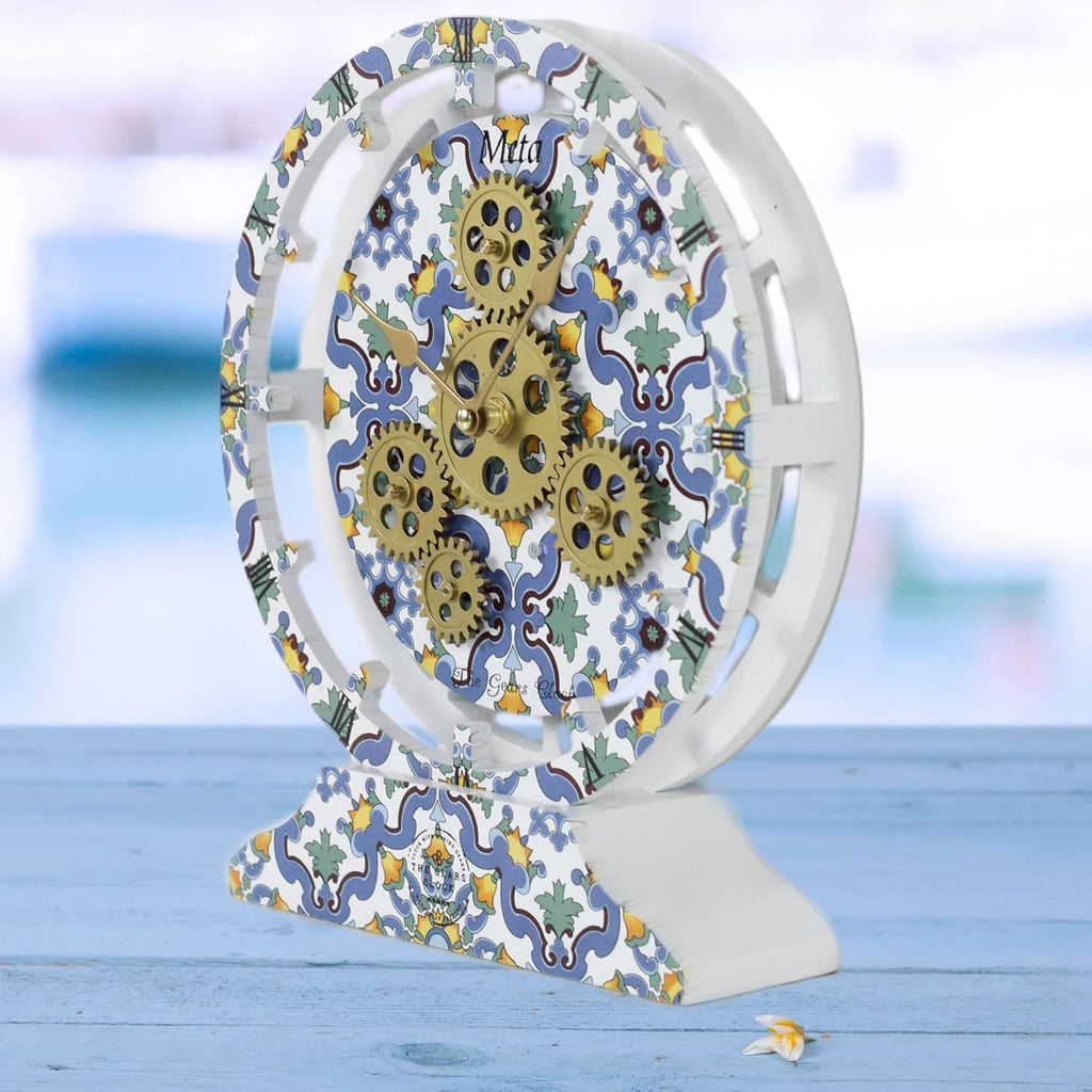 The Gears Clock Wall Clock Italy Collection with Moving Gears (Meta, 10 inch Round)