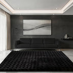 Black Rabbit Plush Rug 5'x7', Fluffy Shaggy Area Rug - Image 3
