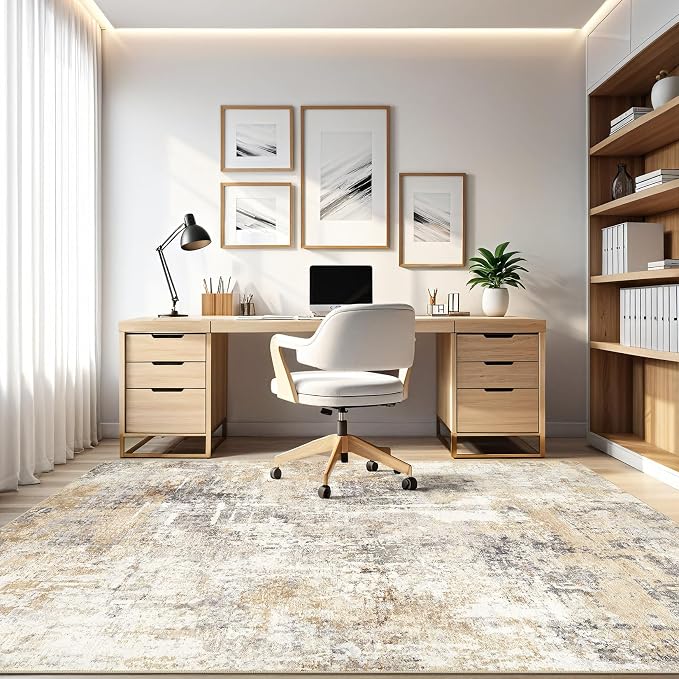 LOONGRUG 4x6 Area Rug Machine Washable Neutral Modern Abstract Rugs | Soft - Image 8