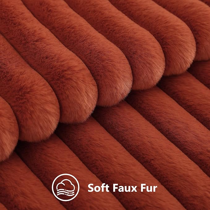 decorUhome Fall Faux Fur Throw Pillow Covers 16x16 Set of 2 Rust | Decorative - Image 2