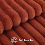 decorUhome Fall Faux Fur Throw Pillow Covers 24x24 Set of 2 Rust | Decorative - Image 2