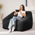 HABUTWAY Bean Bag Chair, Giant Bean Bag Chairs for Adults and Kids, Bean Bag Sofa, Lazy Floor Sofa, Faux Fur Beanbag Chair with Armrests for Living Room Bedroom (Black)