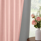 INOVADAY Linen Textured 100% Blackout Sliding Door Curtains 102x108 | Blush Pink - Image 6